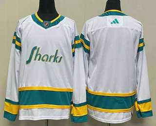 Men%27s San Jose Sharks Blank White 2022 Reverse Retro Stitched Jersey->seattle kraken->NHL Jersey